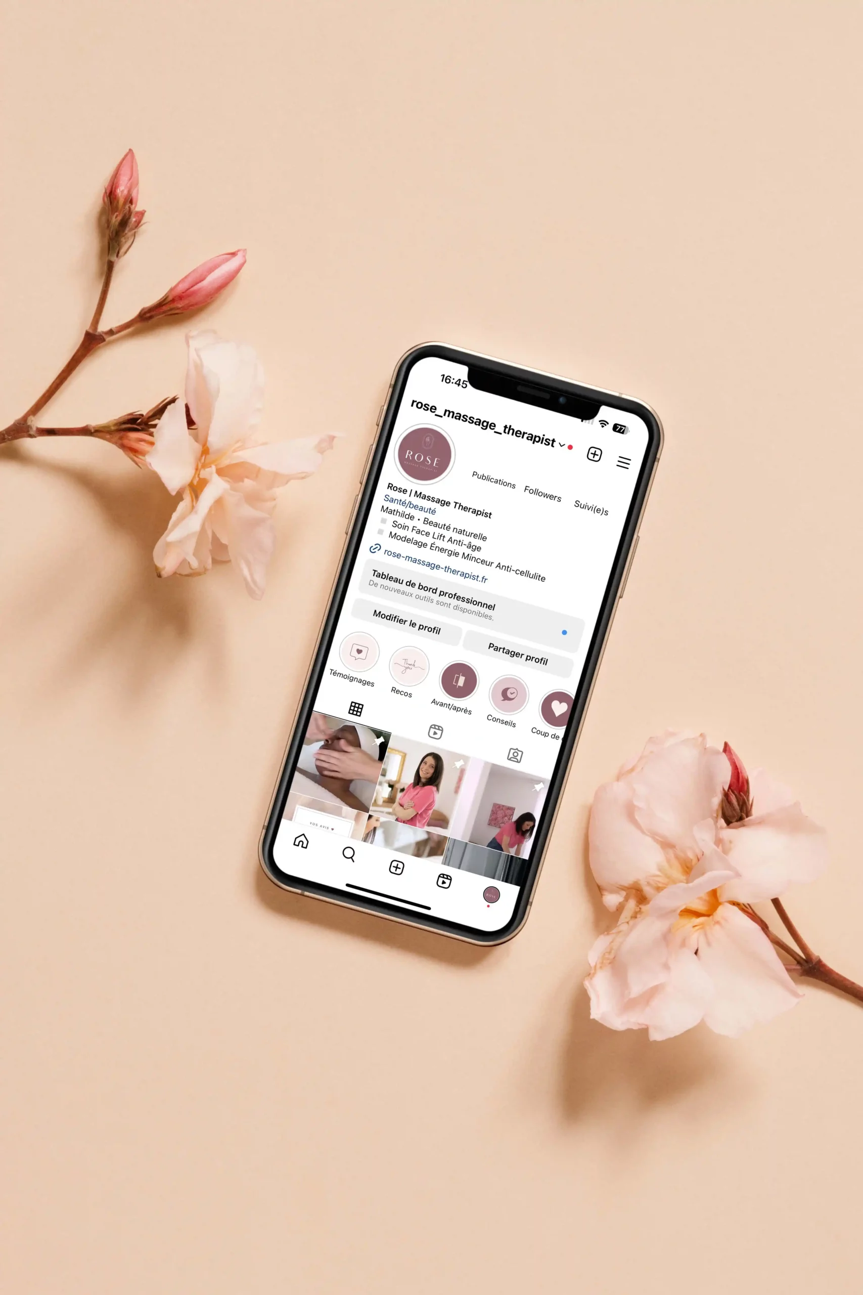 Réalisations de l'Agence Innova pour Rose Massage Therapist